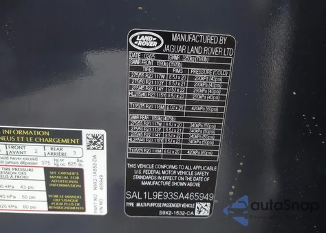 2025 Land Rover Range Rover Sport P530 Dynamic Se z USA, uszkodzony, nr VIN SAL1L9E93SA465949